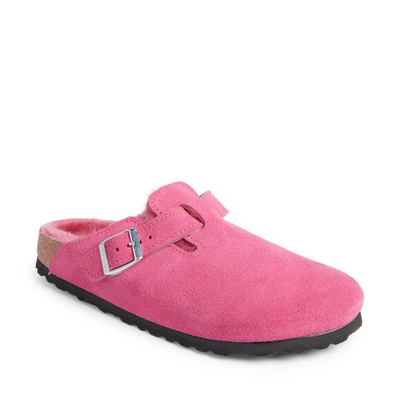 NWOT - Birkenstock Boston Genuine Shearling Lined Clog -  HOT PINK - Picture 1 of 16
